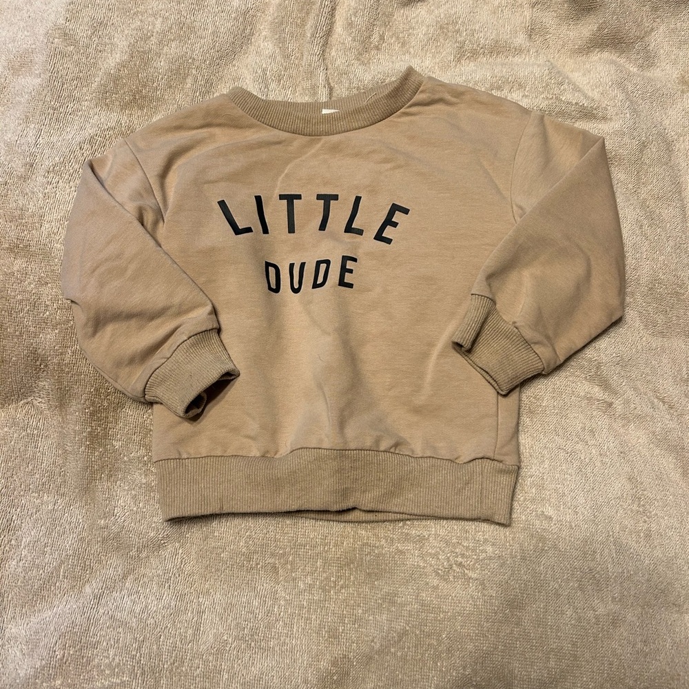 Little Dude Tan Kids Sweatshirt